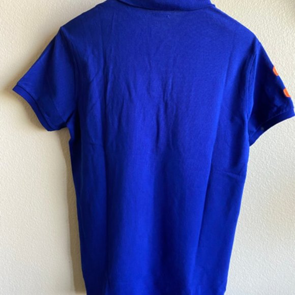 Ralph Lauren New Men's Big Pony Player Mesh Knit Polo Royal w/Navel Orange NWT - Picture 5 of 5